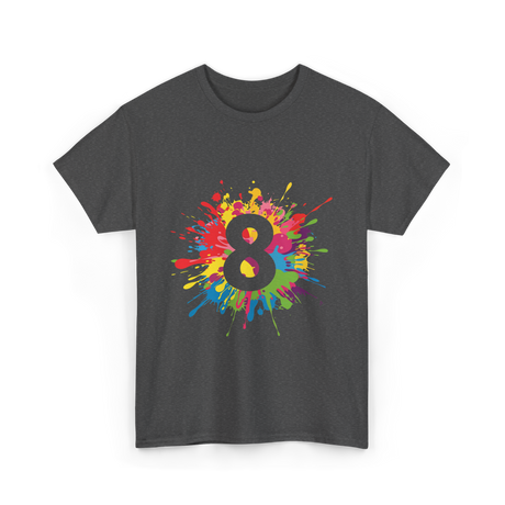 8 Colorful Splash Art Eight T-Shirt - Dark Heather