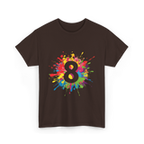 8 Colorful Splash Art Eight T-Shirt - Dark Chocolate