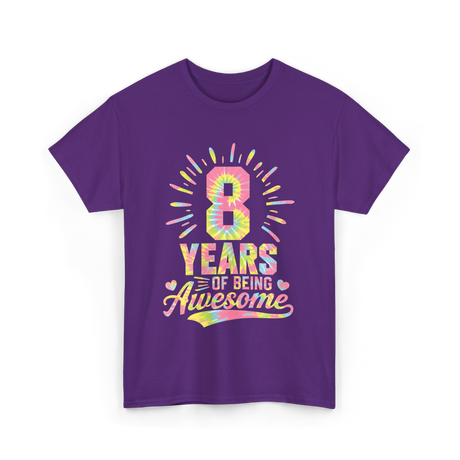 8 Years Of Being Awesome Birthday T-Shirt - Purple