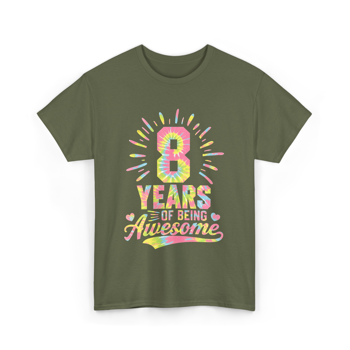 8 Years Of Being Awesome Birthday T-Shirt - Military Green