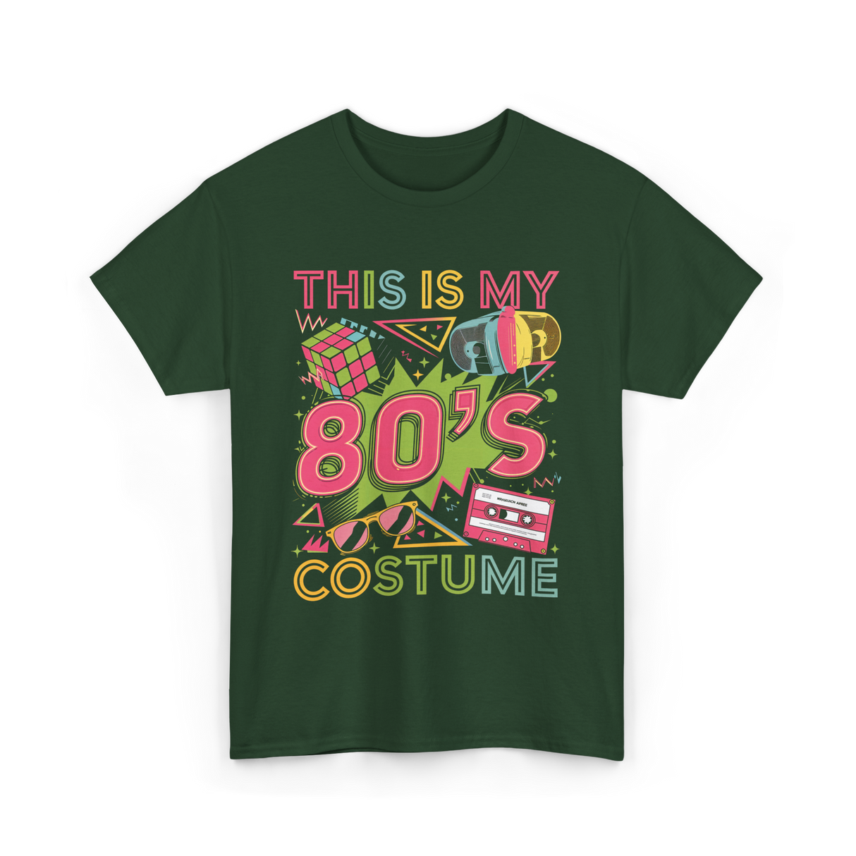 80s Costume 1980s Retro Party T-Shirt - Forest Green