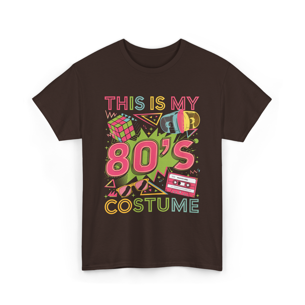 80s Costume 1980s Retro Party T-Shirt - Dark Chocolate