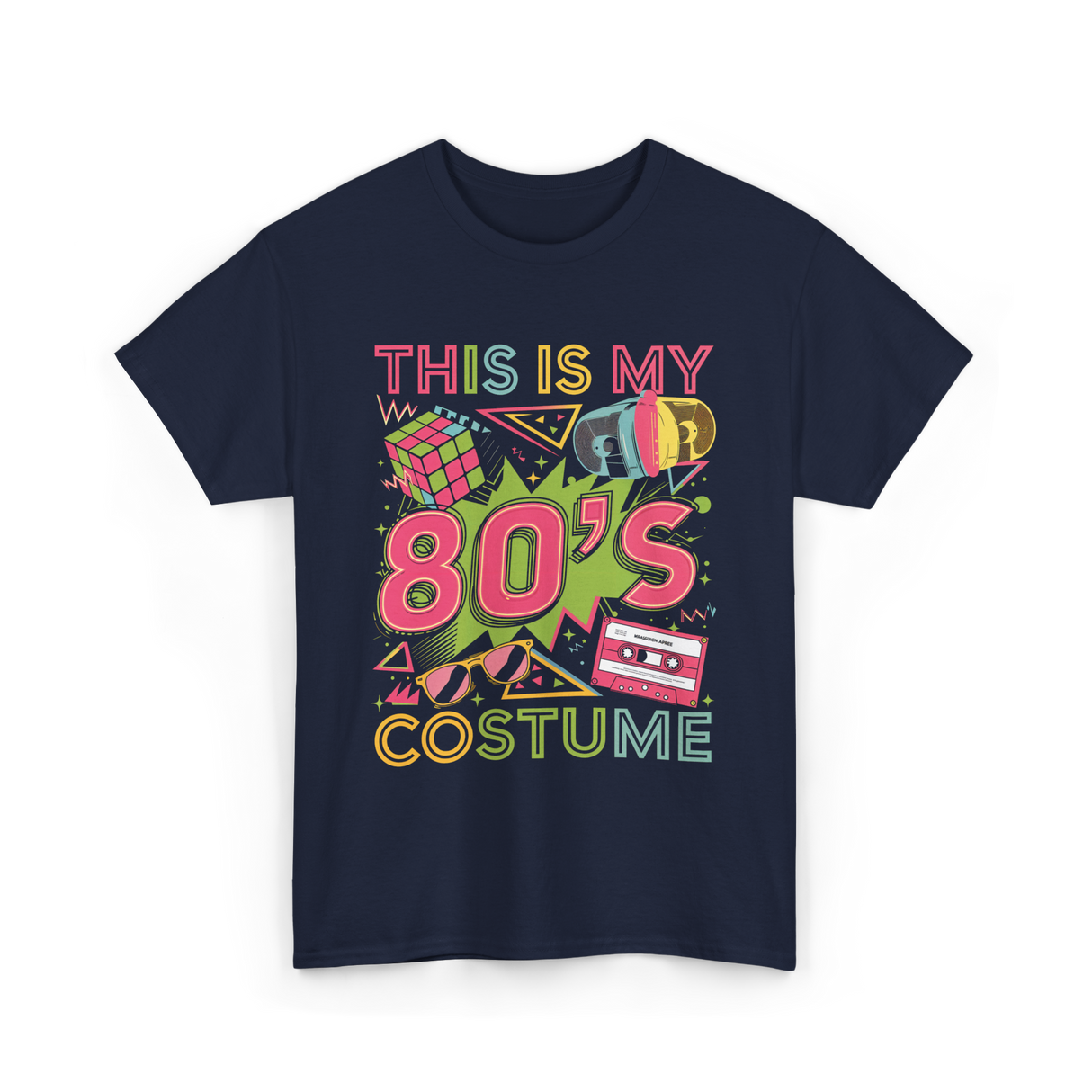 80s Costume 1980s Retro Party T-Shirt - Navy