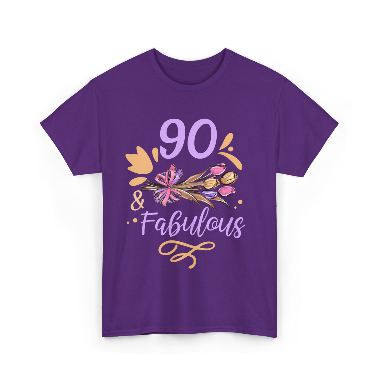 90 And Fabulous Celebration Birthday T-Shirt - Purple