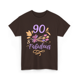 90 And Fabulous Celebration Birthday T-Shirt - Dark Chocolate