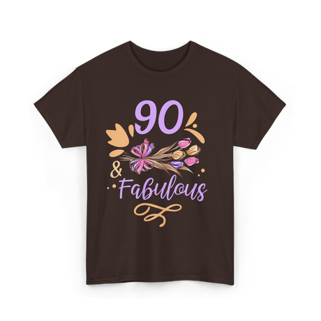 90 And Fabulous Celebration Birthday T-Shirt - Dark Chocolate