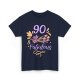 90 And Fabulous Celebration Birthday T-Shirt - Navy