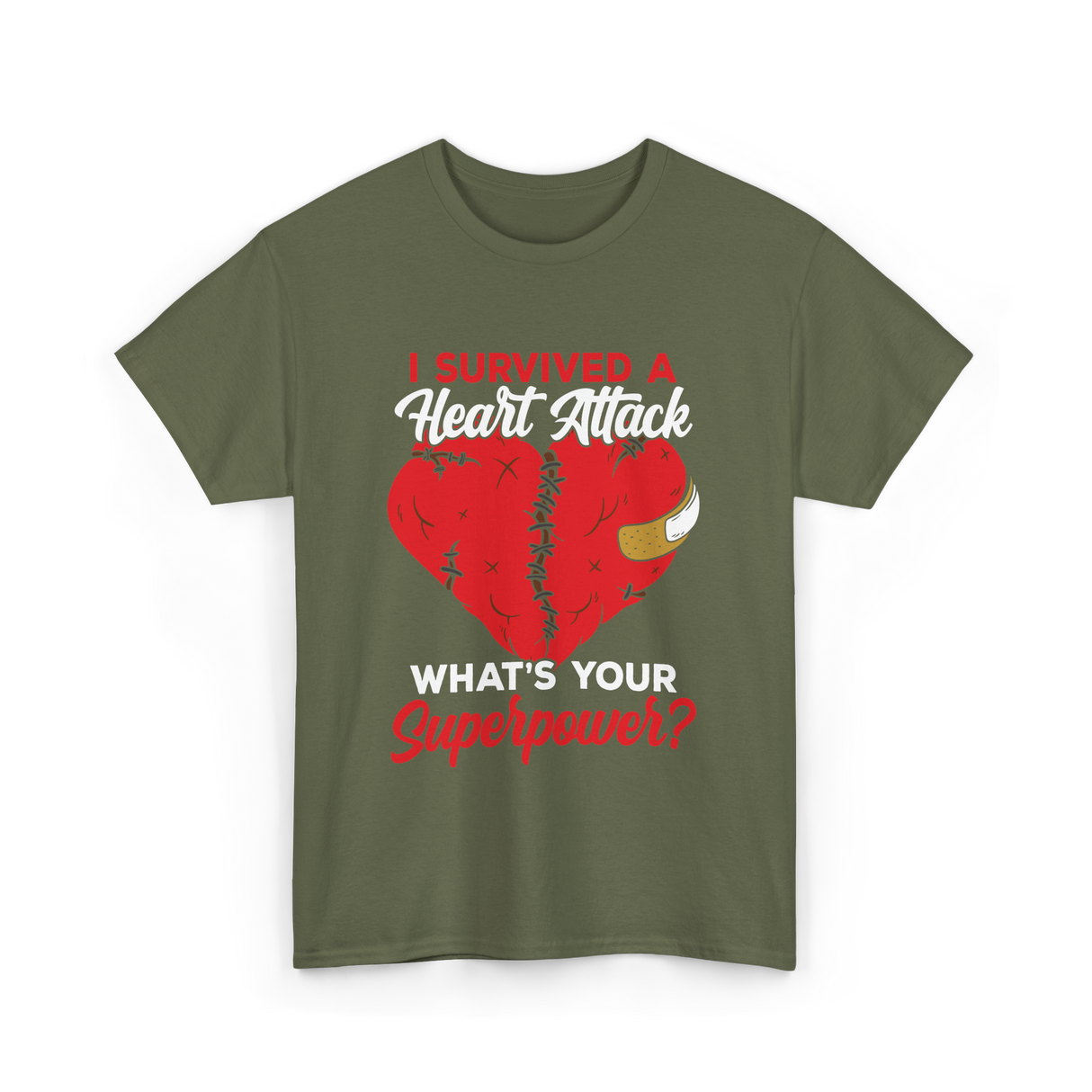 A Heart Attack Cardiac T-Shirt - Military Green