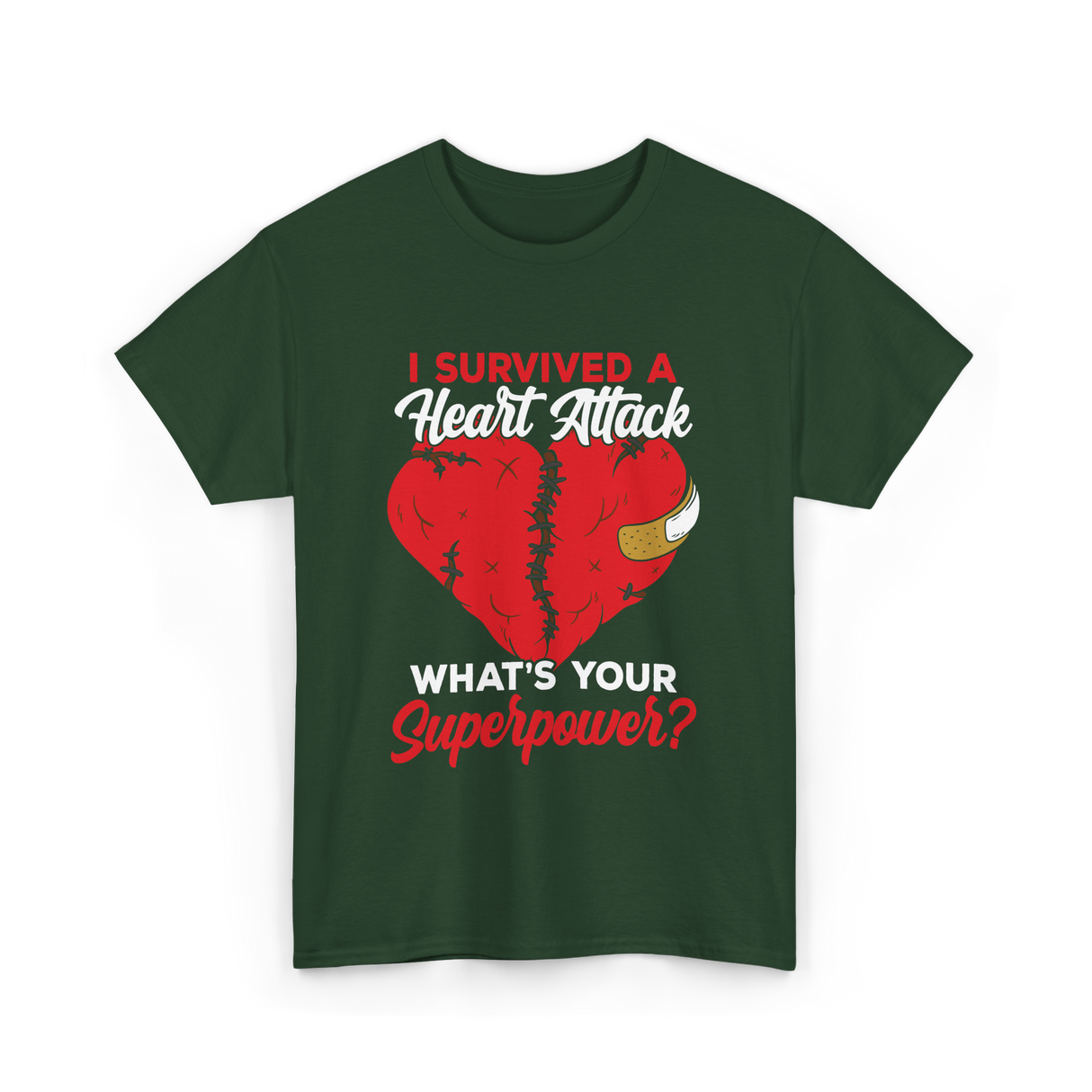 A Heart Attack Cardiac T-Shirt - Forest Green