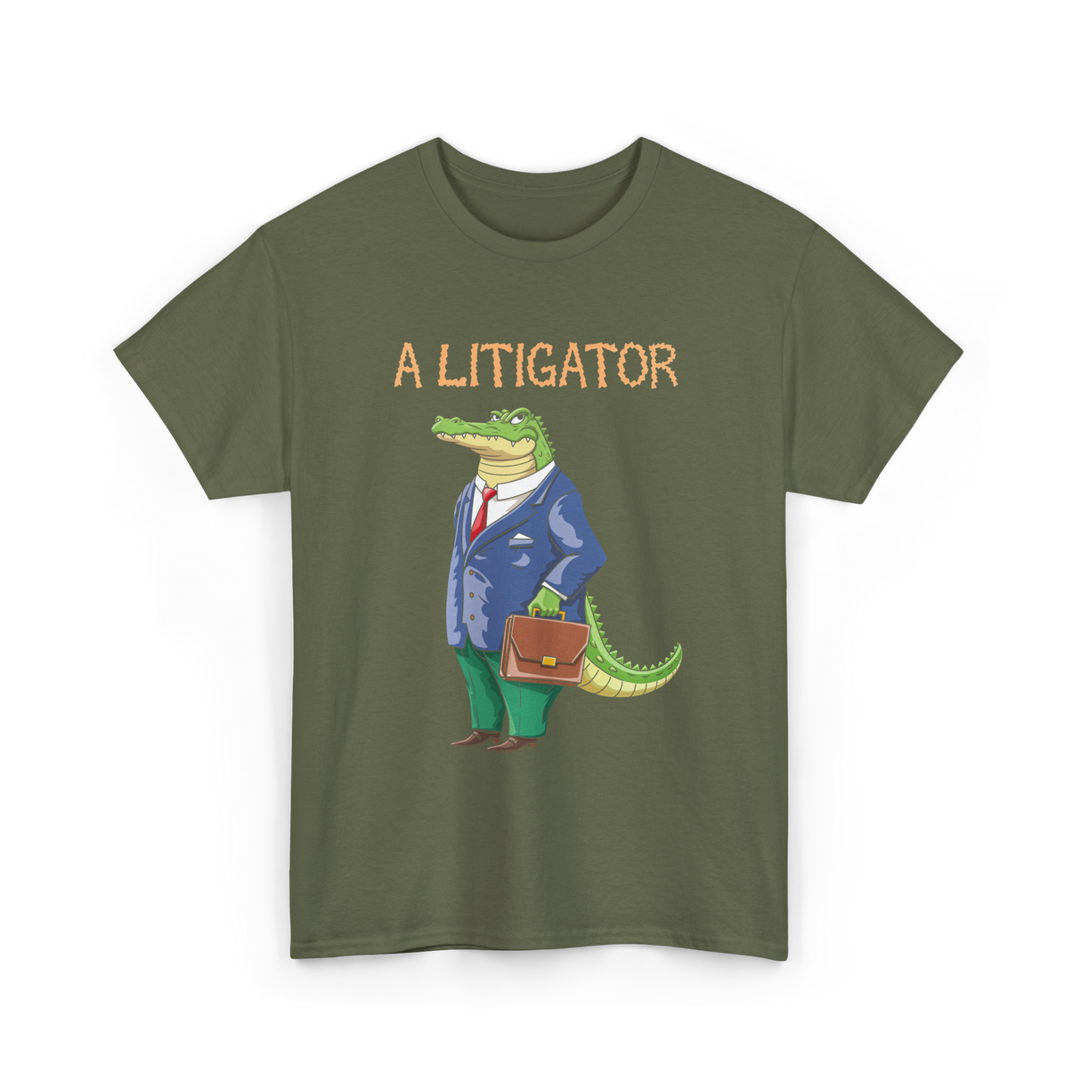 A Litigator Alligator Lawyer T-Shirt - Military Green