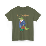 A Litigator Alligator Lawyer T-Shirt - Military Green