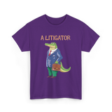 A Litigator Alligator Lawyer T-Shirt - Purple