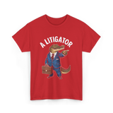 A Litigator Alligator Lawyer T-Shirt - Red