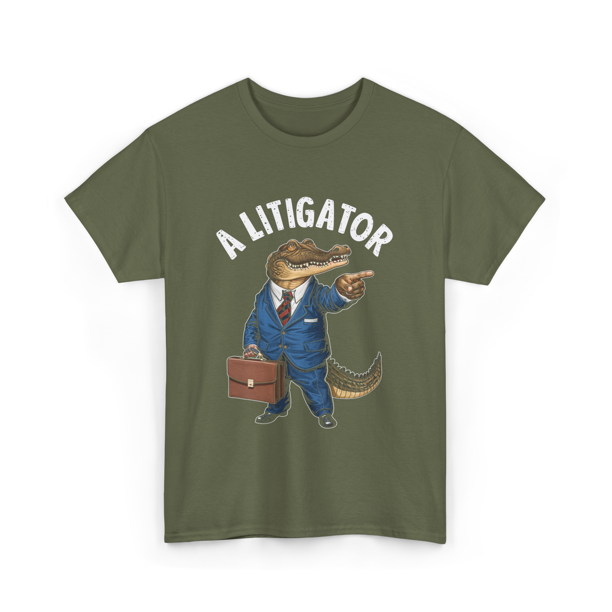 A Litigator Alligator Lawyer T-Shirt - Military Green