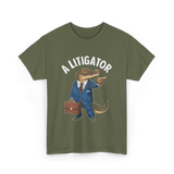 A Litigator Alligator Lawyer T-Shirt - Military Green