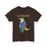 A Litigator Alligator Lawyer T-Shirt - Dark Chocolate