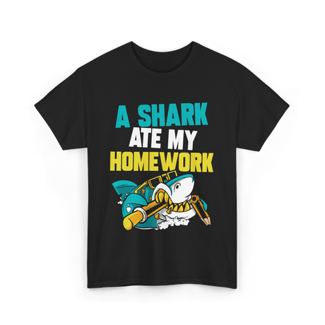 A Shark Ate My Homework Shark T-Shirt - Black