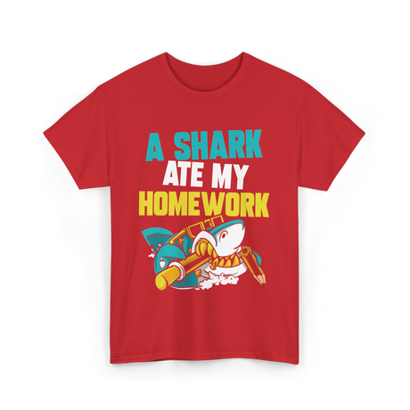 A Shark Ate My Homework Shark T-Shirt - Red