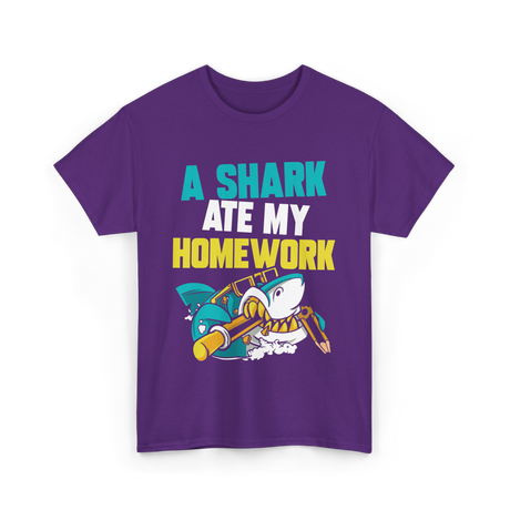 A Shark Ate My Homework Shark T-Shirt - Purple