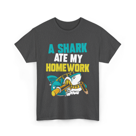 A Shark Ate My Homework Shark T-Shirt - Dark Heather