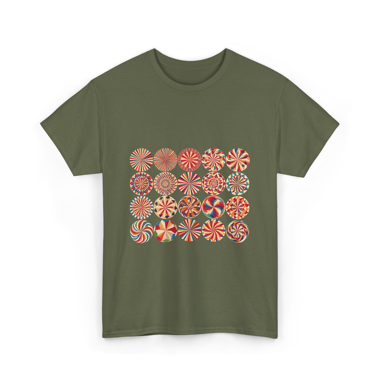 Abstract Polka Dot Art Pattern T-Shirt - Military Green