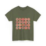 Abstract Polka Dot Art Pattern T-Shirt - Military Green