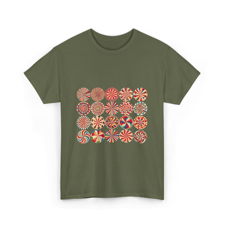 Abstract Polka Dot Art Pattern T-Shirt - Military Green