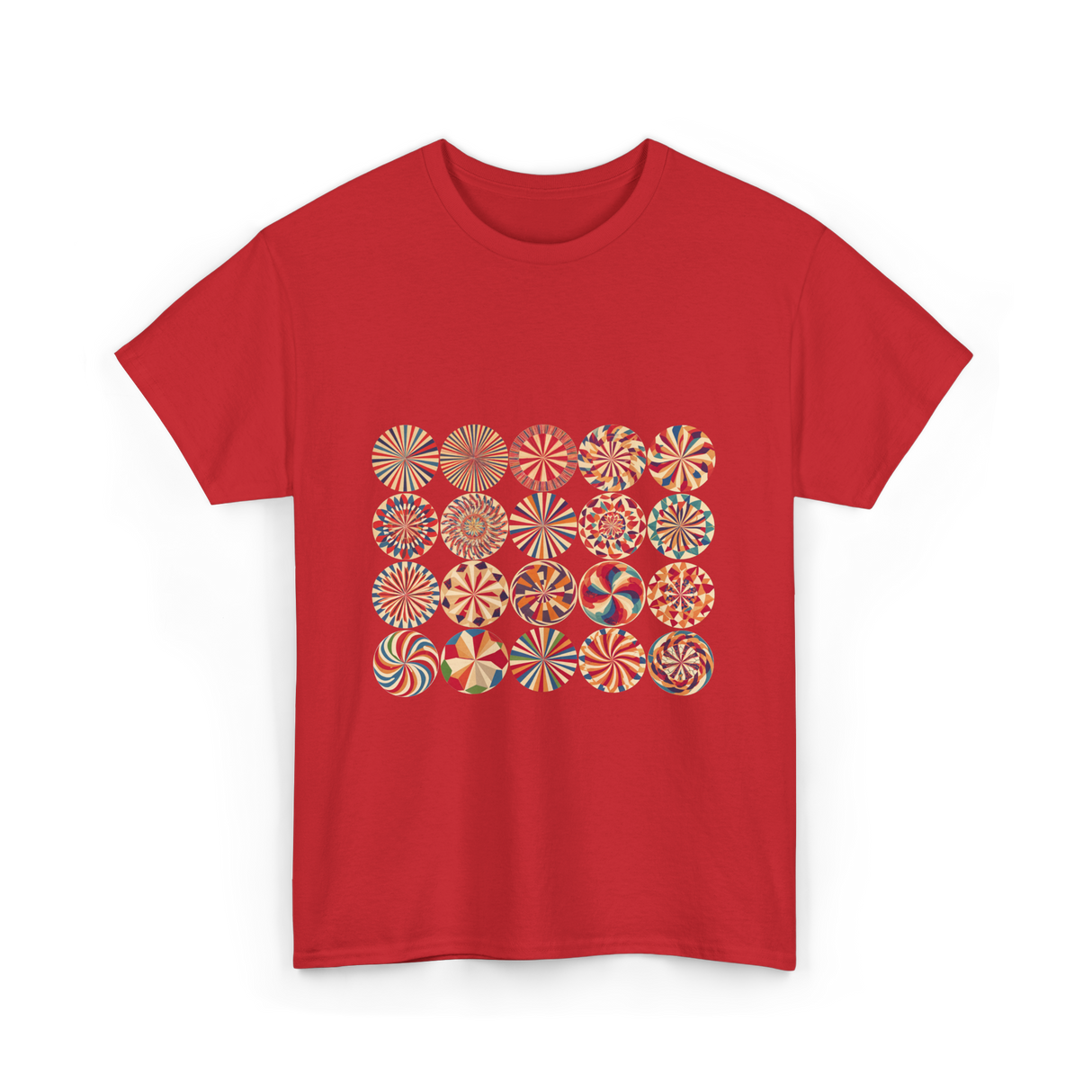 Abstract Polka Dot Art Pattern T-Shirt - Red