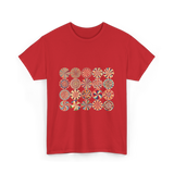 Abstract Polka Dot Art Pattern T-Shirt - Red