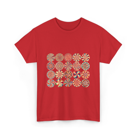 Abstract Polka Dot Art Pattern T-Shirt - Red