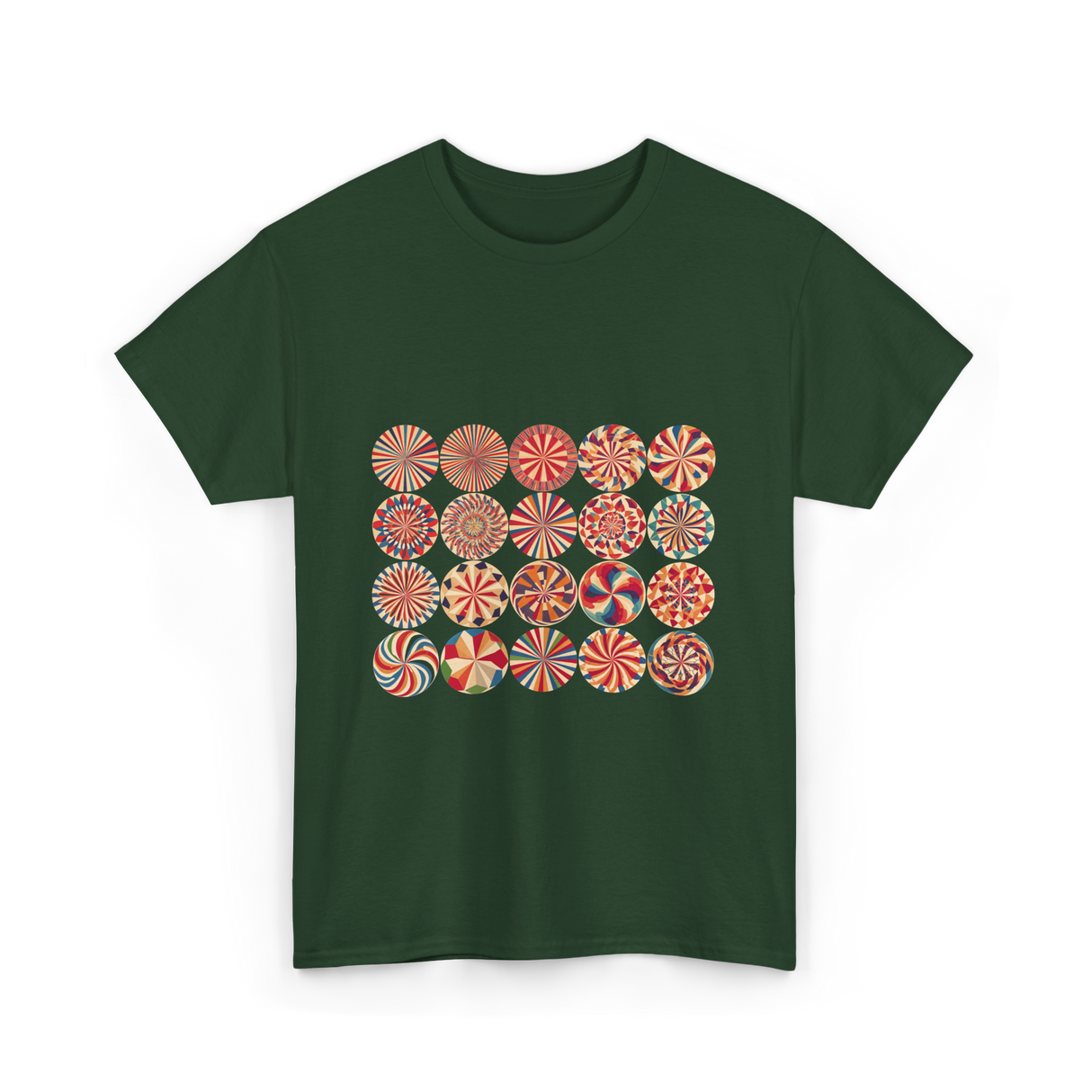 Abstract Polka Dot Art Pattern T-Shirt - Forest Green