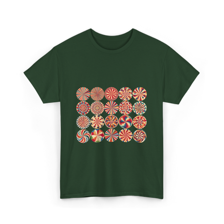 Abstract Polka Dot Art Pattern T-Shirt - Forest Green