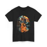 Acoustic Guitar Lake Landscape Guitar T-Shirt - Black