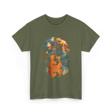 Acoustic Guitar Lake Landscape Guitar T-Shirt - Military Green