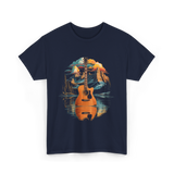 Acoustic Guitar Lake Landscape Guitar T-Shirt - Navy