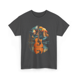 Acoustic Guitar Lake Landscape Guitar T-Shirt - Dark Heather