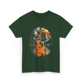 Acoustic Guitar Lake Landscape Guitar T-Shirt - Forest Green