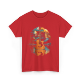 Acoustic Guitar Lake Landscape Guitar T-Shirt - Red