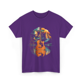 Acoustic Guitar Lake Landscape Guitar T-Shirt - Purple