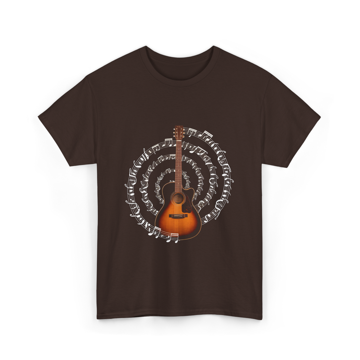 Acoustic Guitar Music T-Shirt - Dark Chocolate