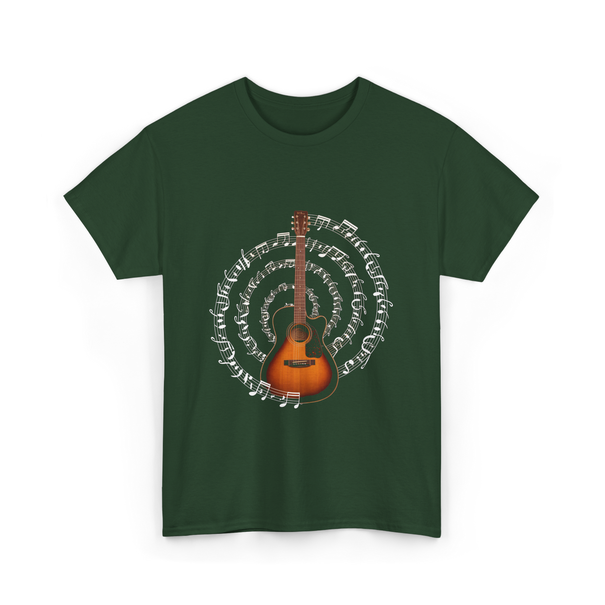 Acoustic Guitar Music T-Shirt - Forest Green