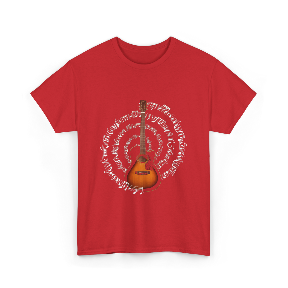 Acoustic Guitar Music T-Shirt - Red