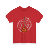 Acoustic Guitar Music T-Shirt - Red