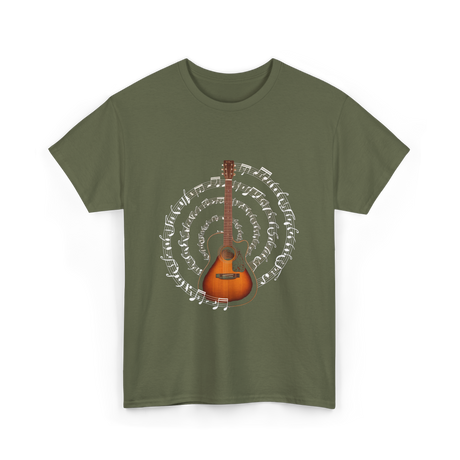 Acoustic Guitar Music T-Shirt - Military Green