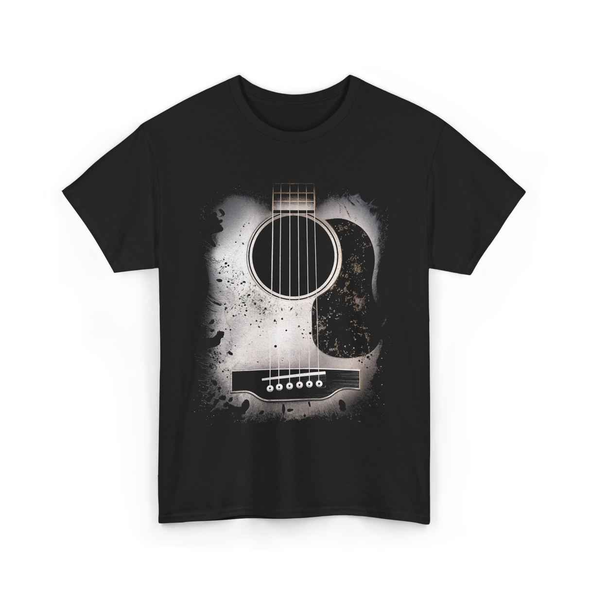 Acoustic Guitar Musician Six String T-Shirt - Black