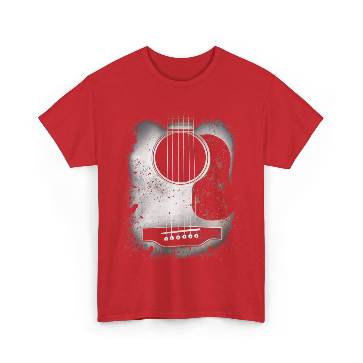 Acoustic Guitar Musician Six String T-Shirt - Red