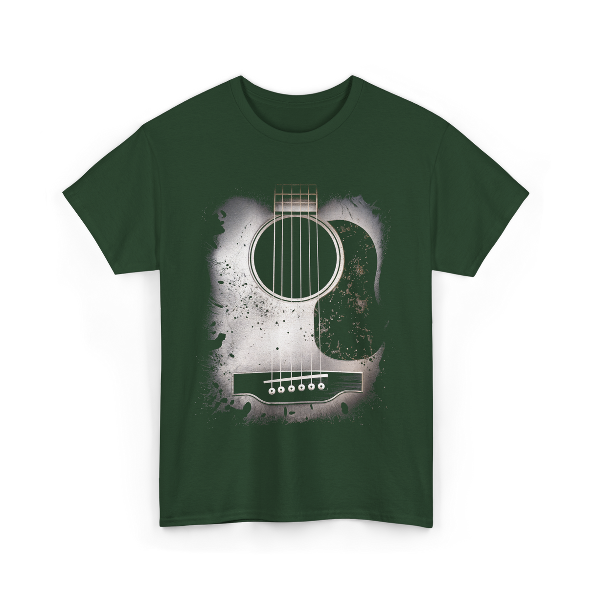 Acoustic Guitar Musician Six String T-Shirt - Forest Green