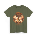 Acoustic Guitar Tree Nature Guitarist T-Shirt - Military Green