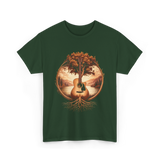 Acoustic Guitar Tree Nature Guitarist T-Shirt - Forest Green