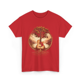 Acoustic Guitar Tree Nature Guitarist T-Shirt - Red